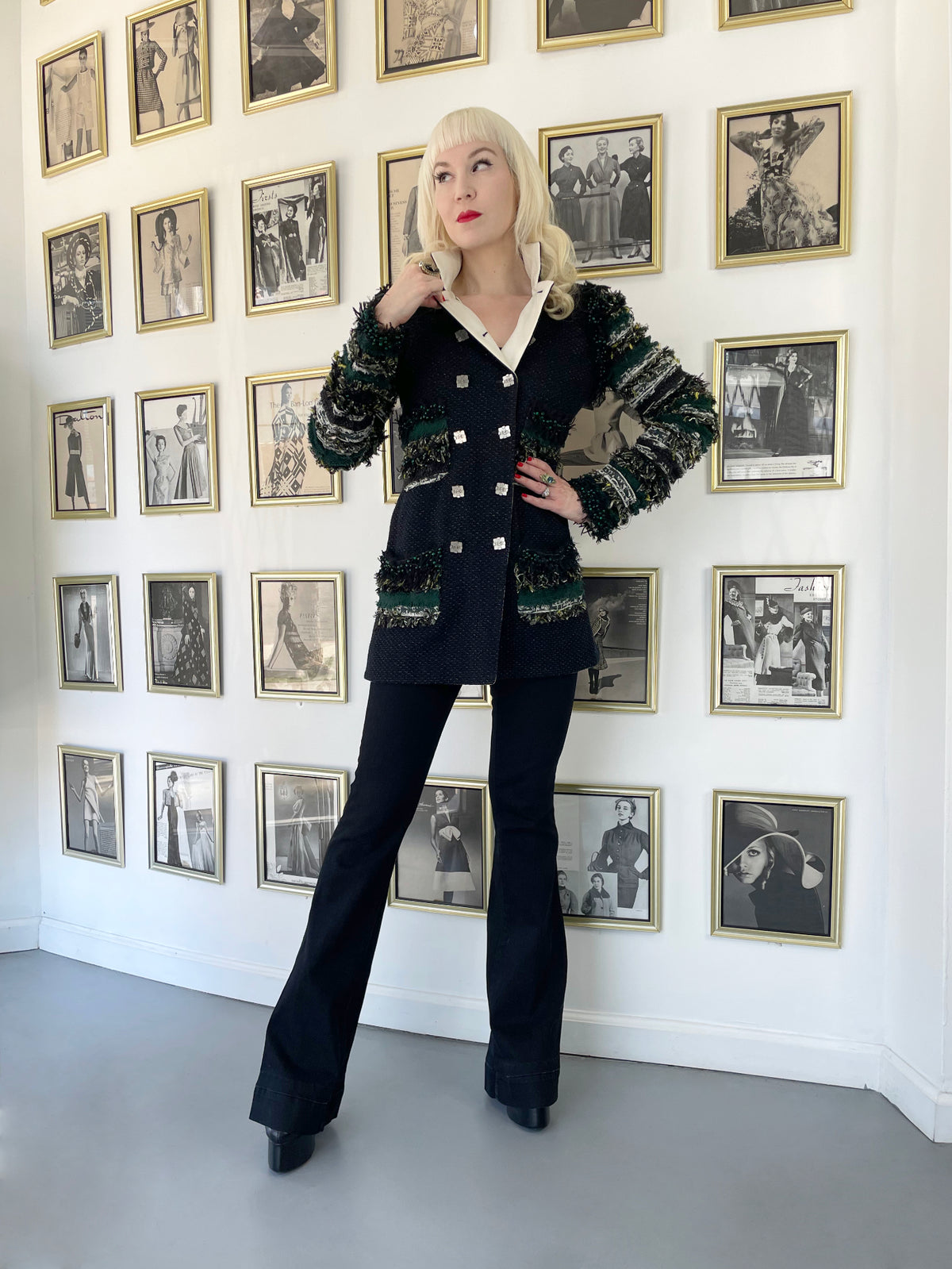 2011 Chanel by Karl Lagerfeld Runway Campaign Beaded Wool Double-Breasted Jacket