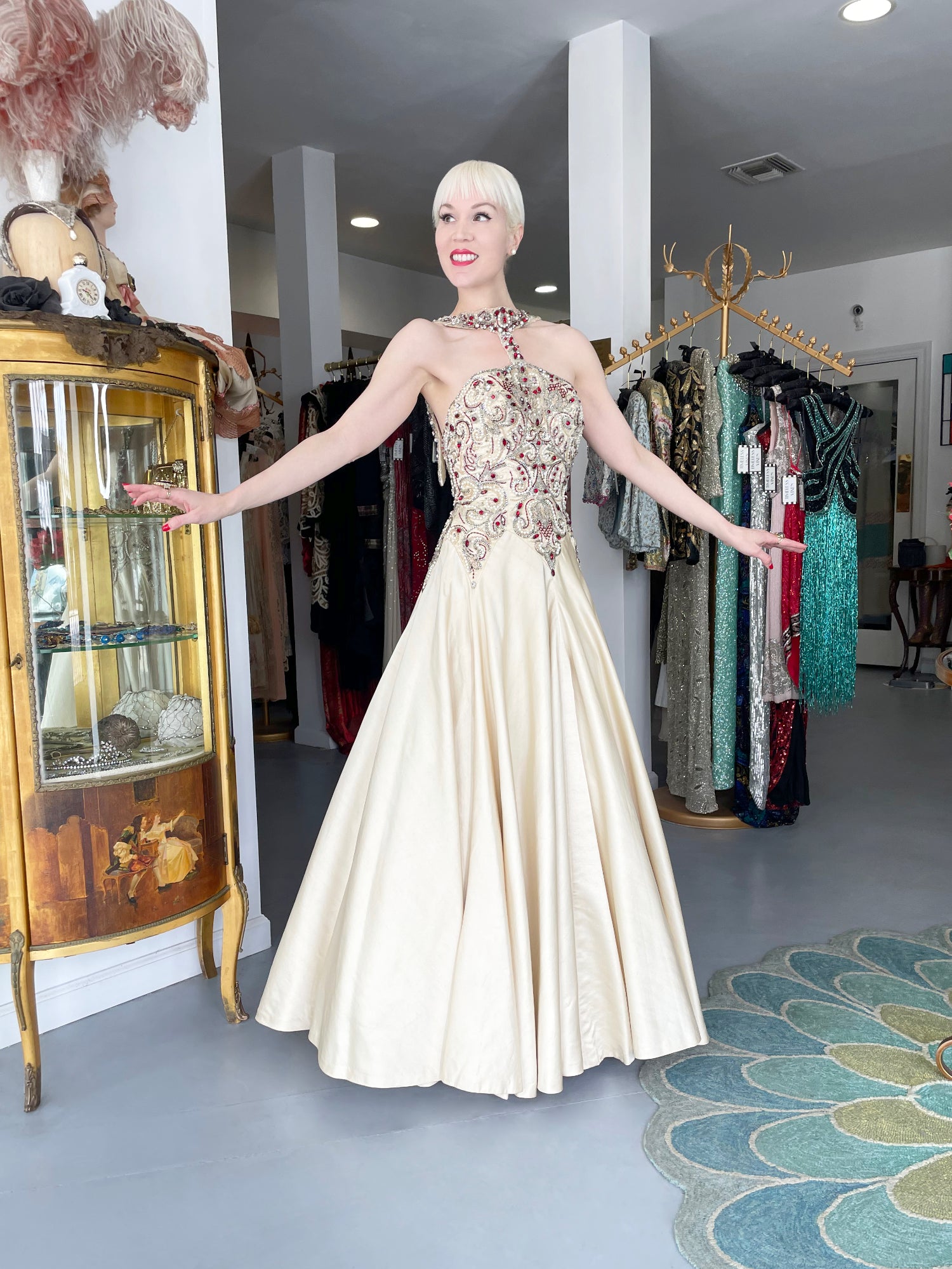 1996 Iconic Madonna 'Evita' Film-Worn Beaded Ivory Silk Couture Gown 1996 Iconic Madonna 'Evita' Film-Worn Beaded Ivory Silk Couture Gown