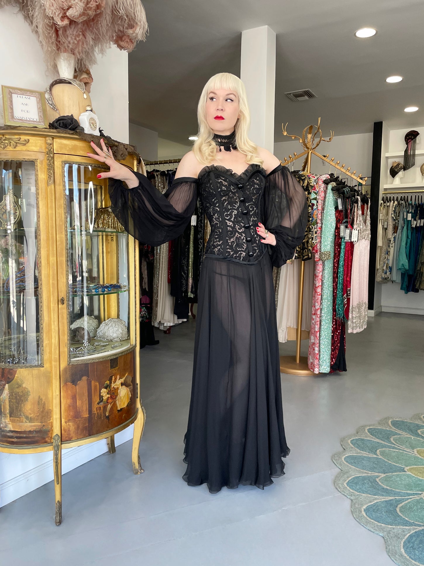 Vintage 1988 Yves Saint Laurent Documented Black Sheer Silk & Boned Lace Bustier Dress - Timeless Vixen Vintage 1988 Yves Saint Laurent Documented Black Sheer Silk & Boned Lace Bustier Dress - Timeless Vixen