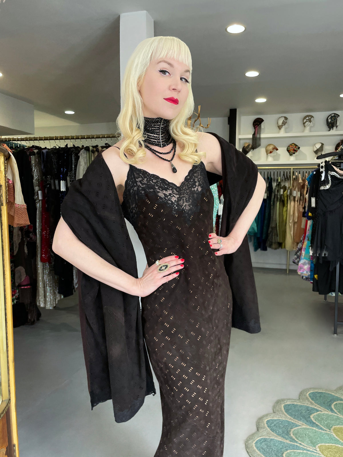 1999 Christian Dior by John Galliano Brown Suede &amp; Sheer Lace Bias-Cut Slip Gown w/ Shawl