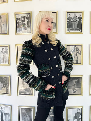 2011 Chanel by Karl Lagerfeld Runway Campaign Beaded Wool Double-Breasted Jacket