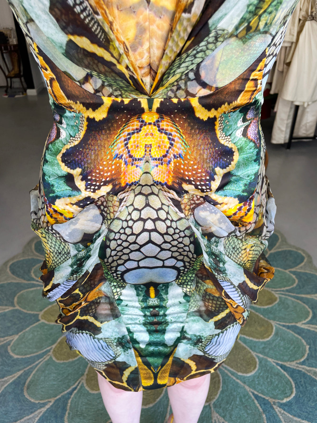 2010 Alexander McQueen &#39;Plato&#39;s Atlantis&#39; Collection Colorful Print Silk Sculpted Mini Dress