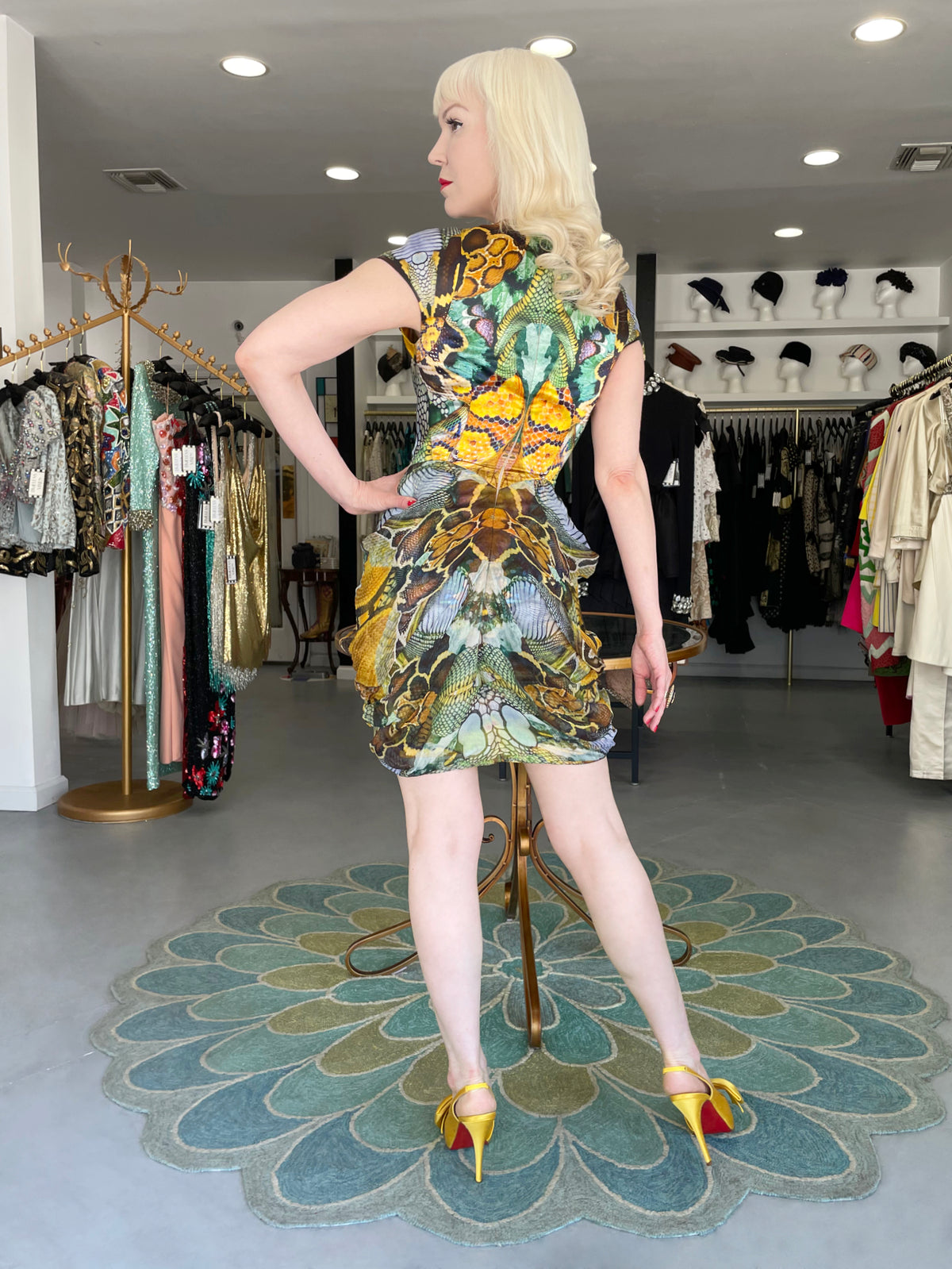 2010 Alexander McQueen &#39;Plato&#39;s Atlantis&#39; Collection Colorful Print Silk Sculpted Mini Dress