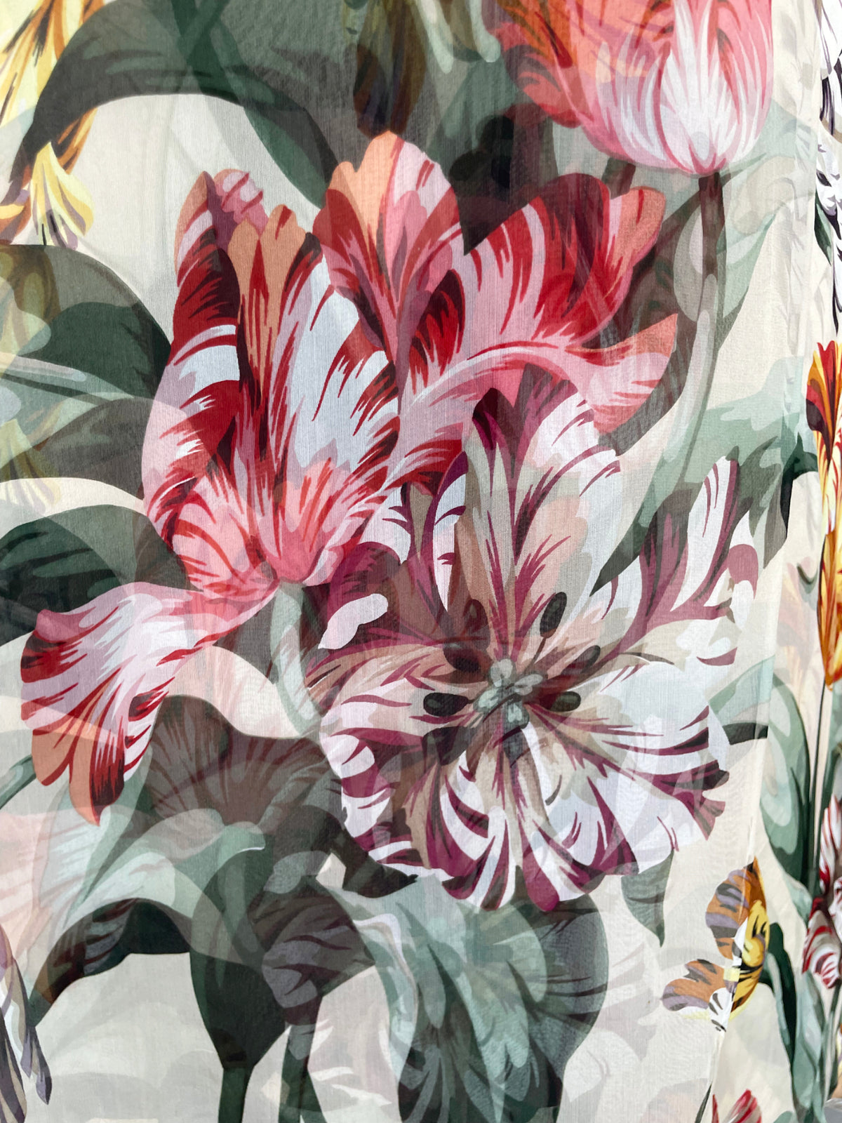 2005 Valentino Cruise Collection Colorful Floral Silk Low-Cut Halter Tiered Gown