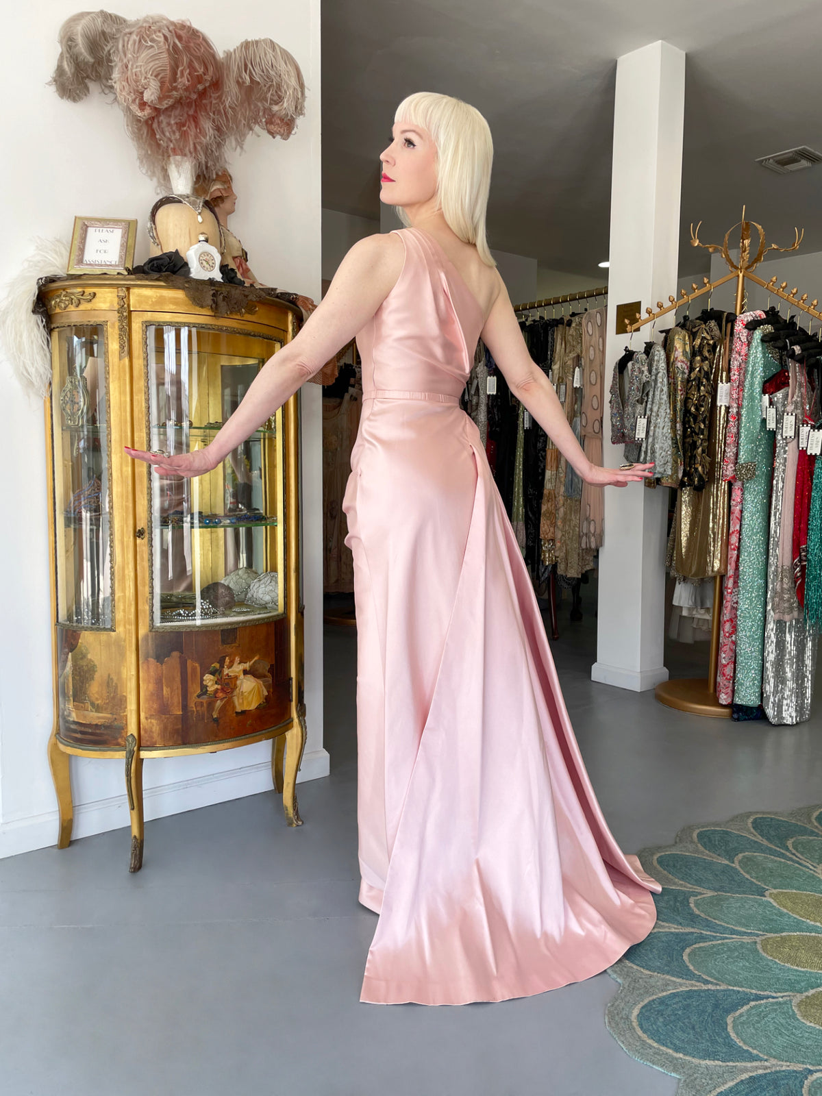 2007 Christian Dior by John Galliano Blush Pink Silk Asymmetric Sculptural Gown