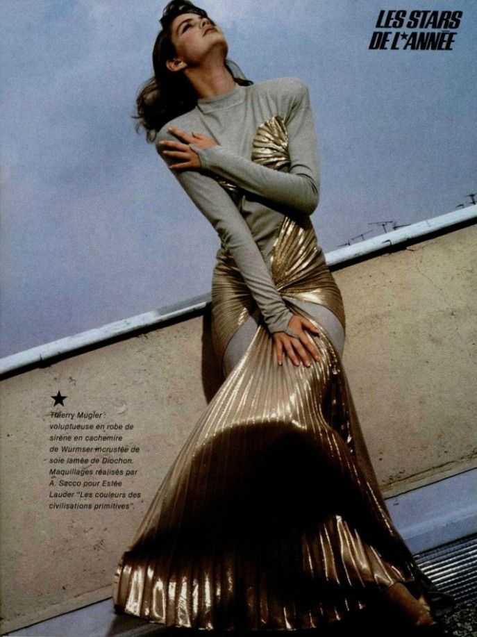 1984 Thierry Mugler &#39;Winter of the Angels&#39; Metallic Gold Lamè &amp; Stretch Velvet Gown