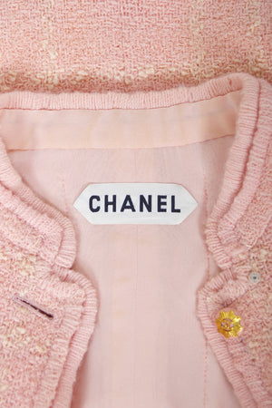 1973 Chanel Haute Couture Documented Pink Wool Jacket Blouse Skirt Three-Piece Suit