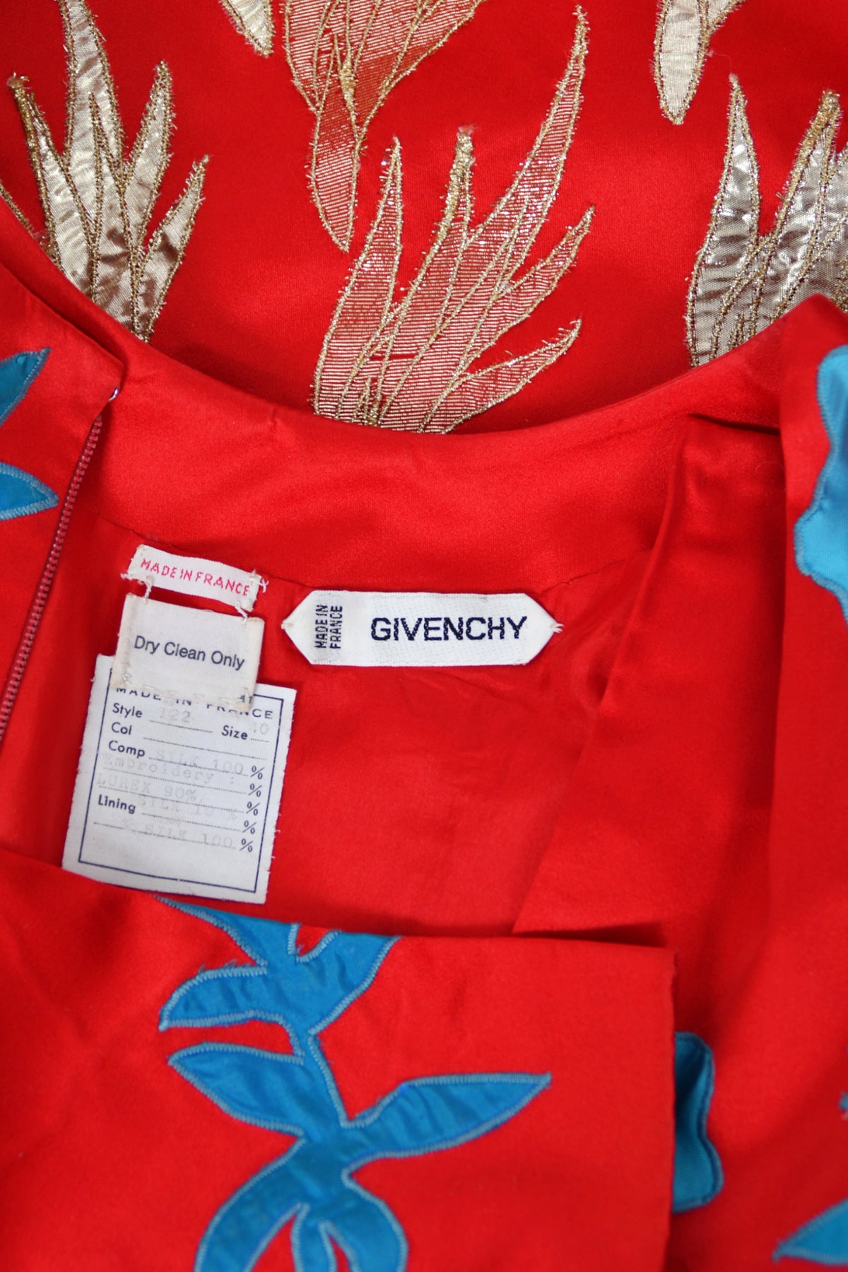 1986 Givenchy Haute Couture Metallic Appliquéd Satin Sash-Waist Gown