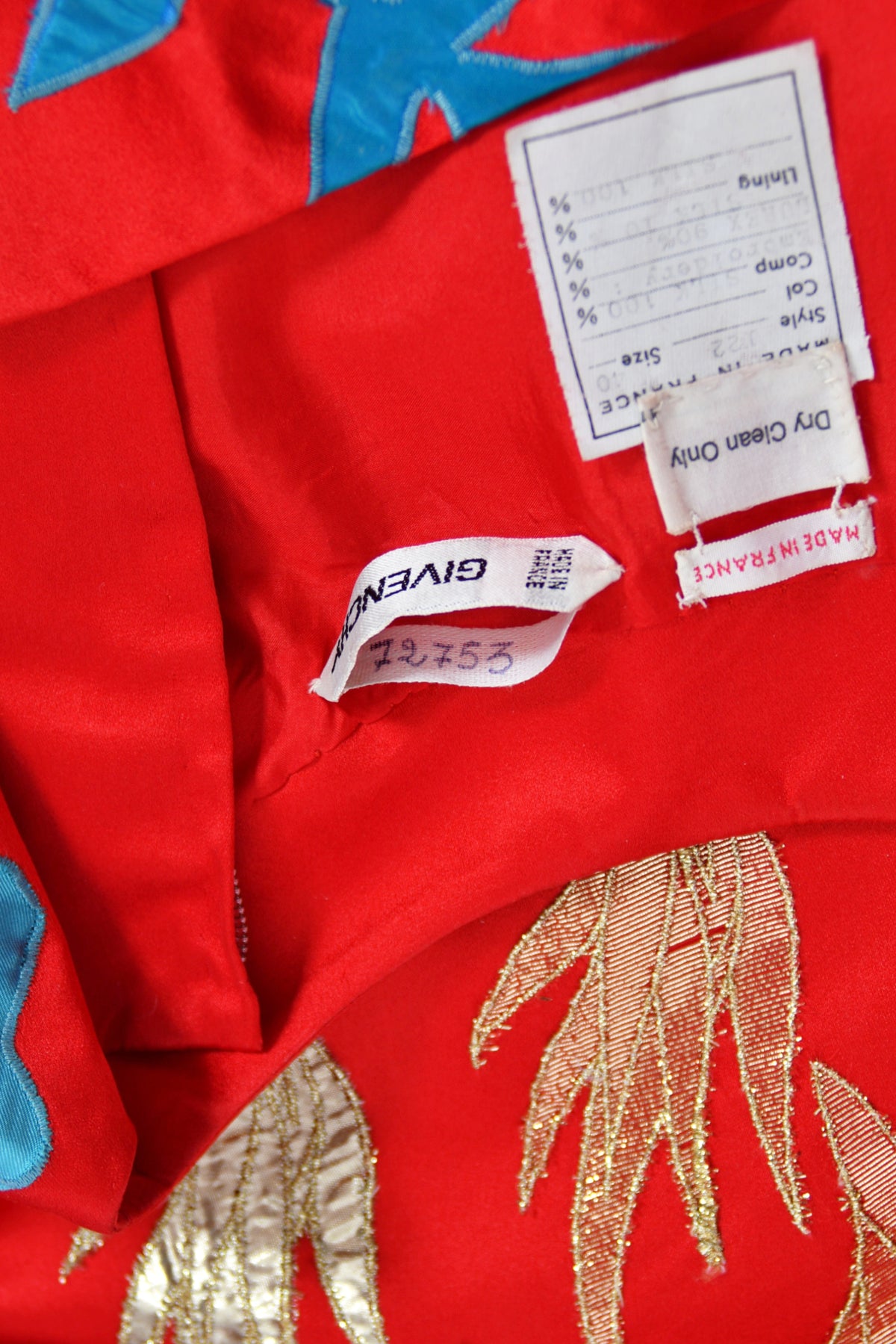 1986 Givenchy Haute Couture Metallic Appliquéd Satin Sash-Waist Gown