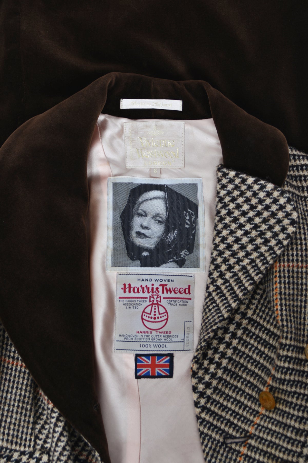 1996 Vivienne Westwood &#39;Storm in a Teacup&#39; Tweed Velvet Asymmetric Jacket Suit