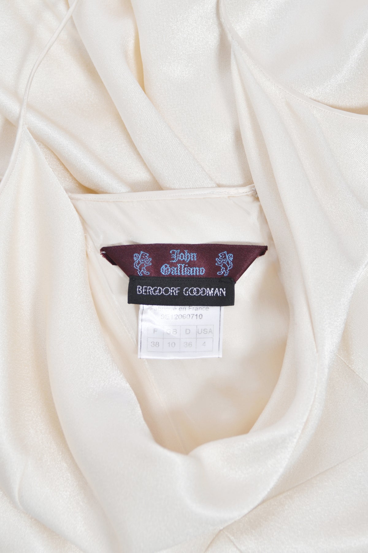 1999 John Galliano ‘Ballets Russes’ Collection Ivory Silk Ruched Bias-Cut Trained Slip Gown