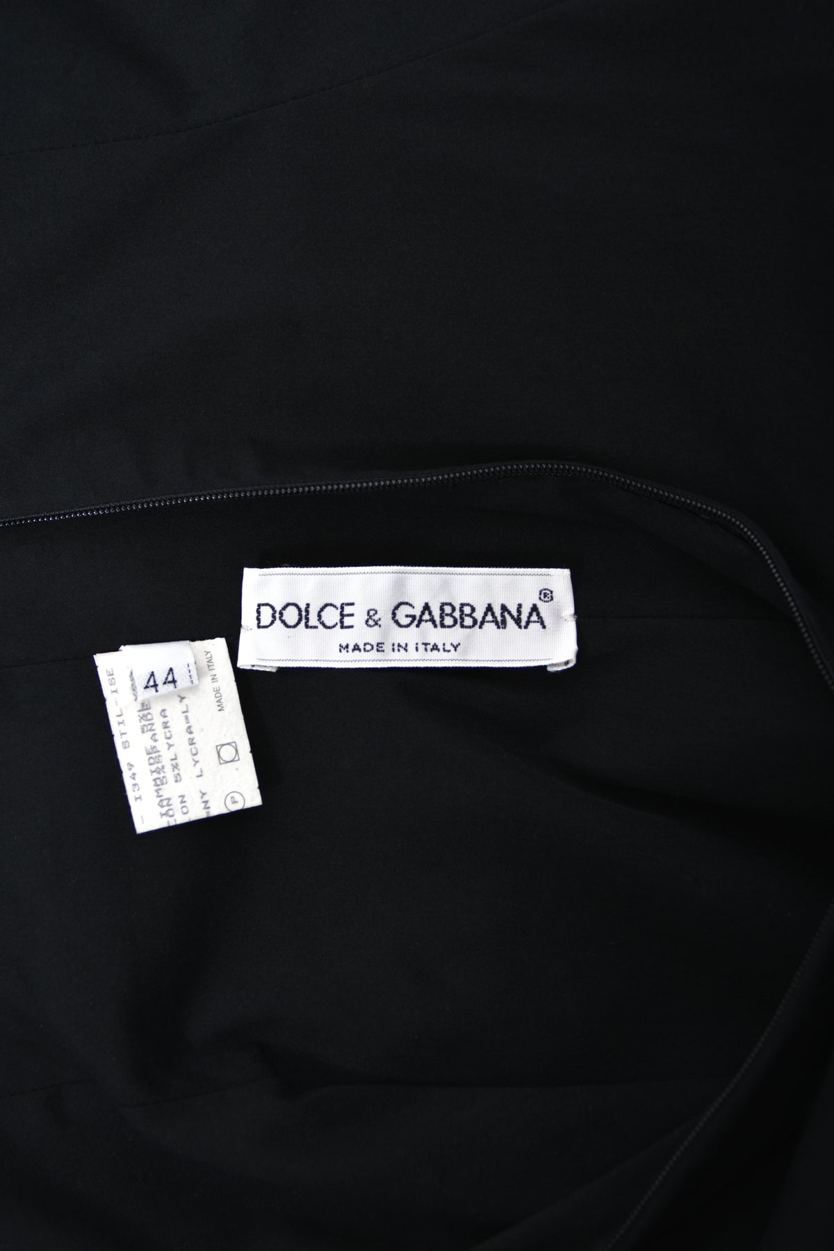 1992 Dolce & Gabbana Runway Black Stretch Cotton & Lilac Tulle Halter Mini Dress w/ Gloves