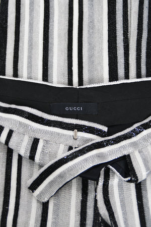 2000 Gucci by Tom Ford Documented Runway Campaign Fully-Beaded Striped Pants