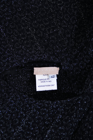 2012 Azzedine Alaia Black Metallic Knit Bodycon Sheer Cutwork Fishtail Gown