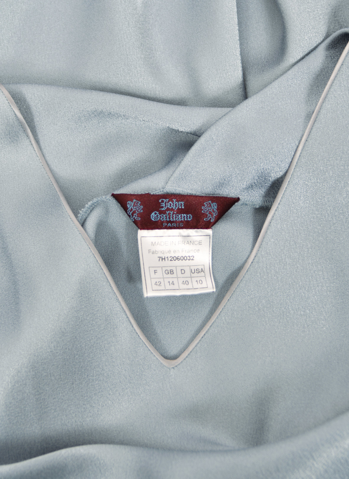 1997 John Galliano Documented Ice Blue Satin Backless Bias-Cut Trained Gown