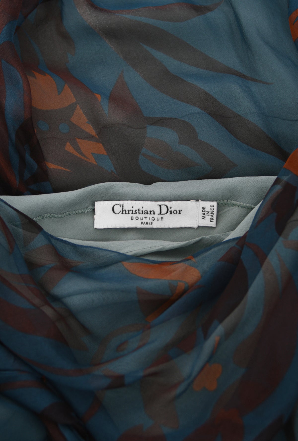 2006 Christian Dior by John Galliano Blue Watercolor Sheer Silk Draped Slip Dress