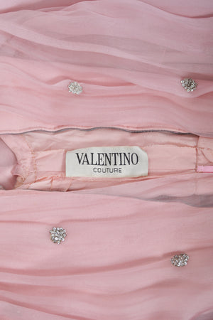 1974 Valentino Haute Couture Pale-Pink Beaded Crystal Silk Winged Cape Gown