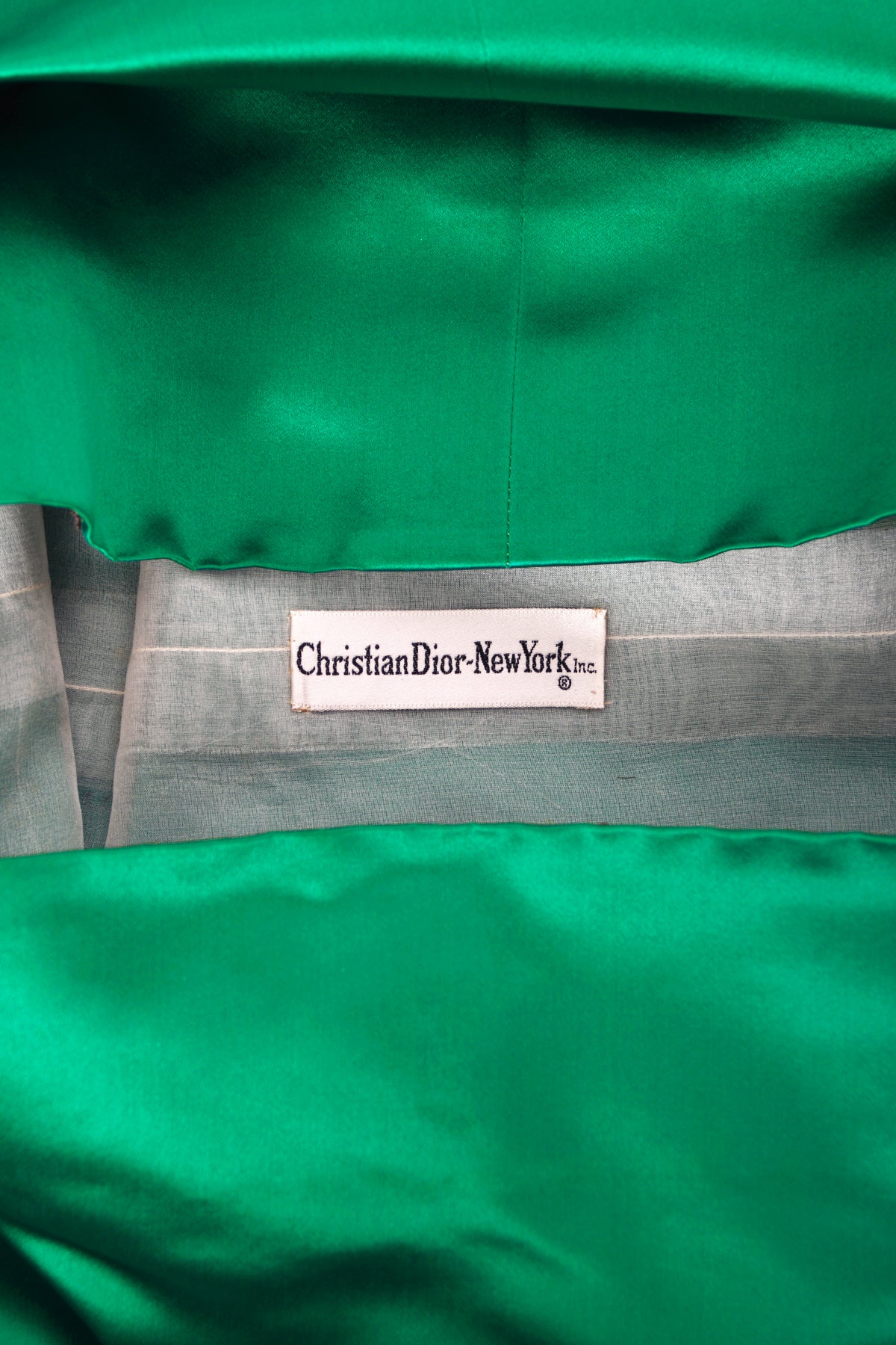 1958 Christian Dior by Yves Saint Laurent Emerald Green Satin Sash-Bow Cocktail Dress