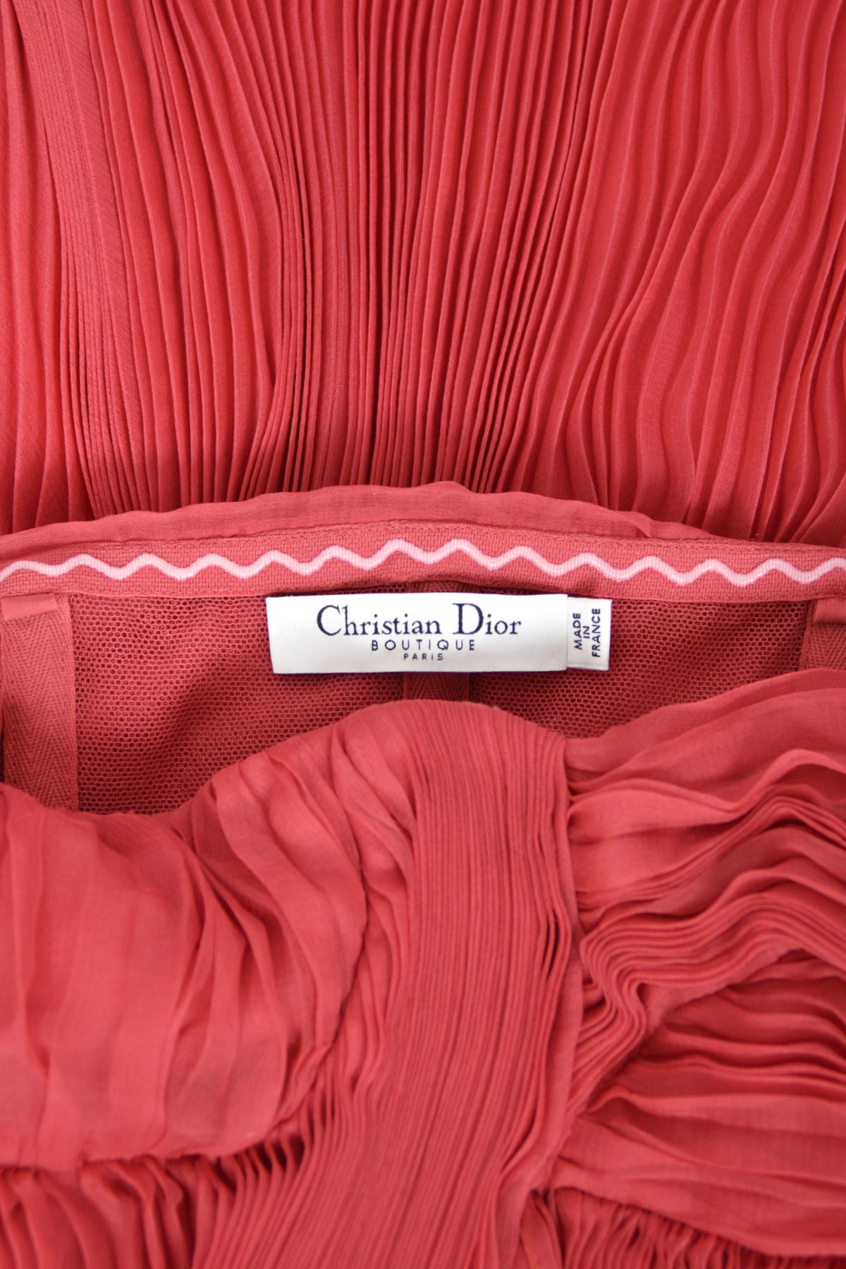 2007 Christian Dior by John Galliano Heavily-Pleated  Raspberry Silk Strapless Bustier Gown