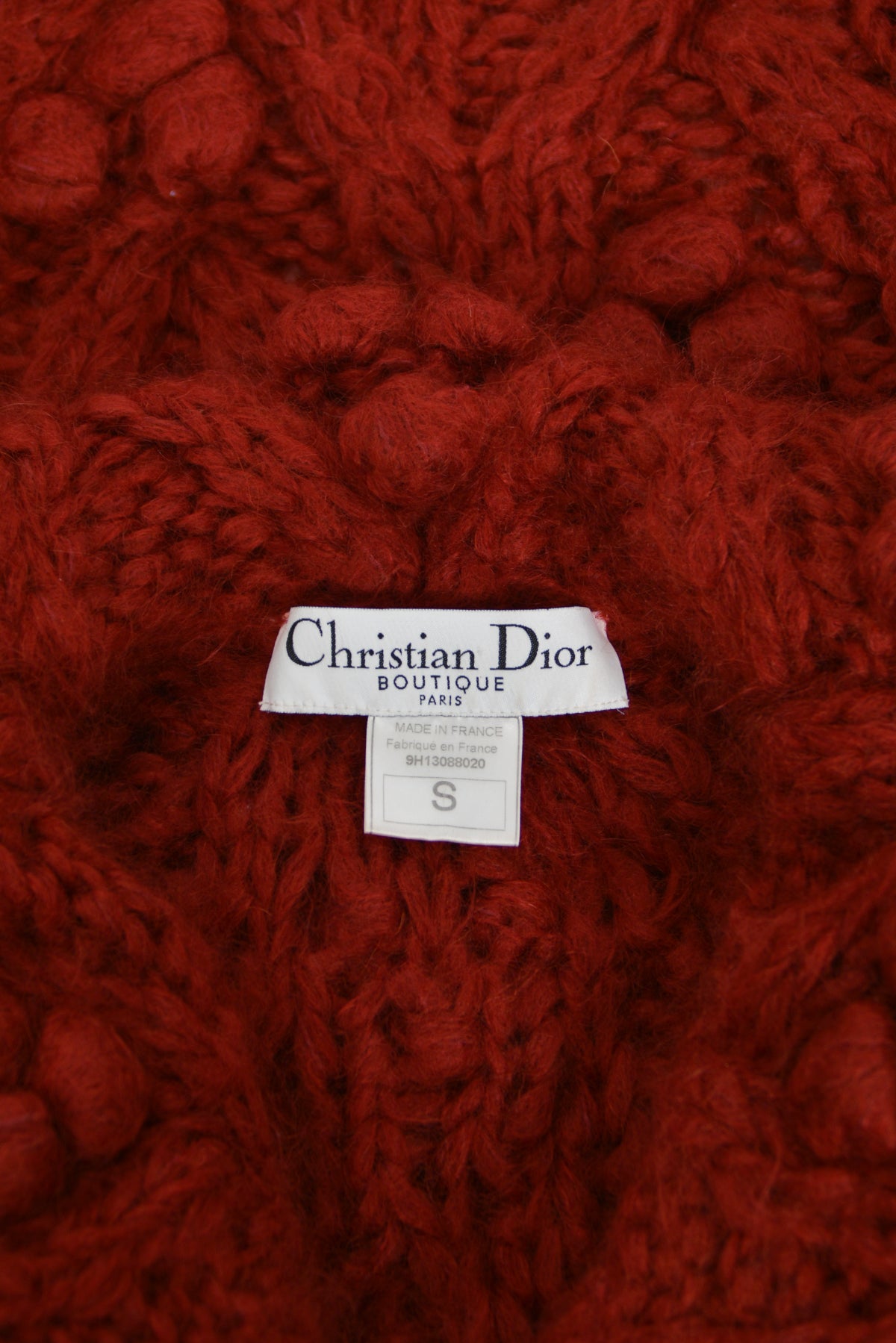 1999 Christian Dior by John Galliano Wine Red Wool Knit Shawl-Collar Sweater Coat