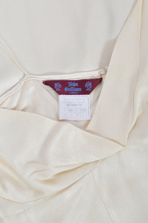 1999 John Galliano Ivory Satin Asymmetric Drape Hourglass Optional Trained Gown