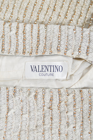 1965 Valentino Haute Couture Museum-Held Beaded Lamé Ivory Lace Mod Shift Dress