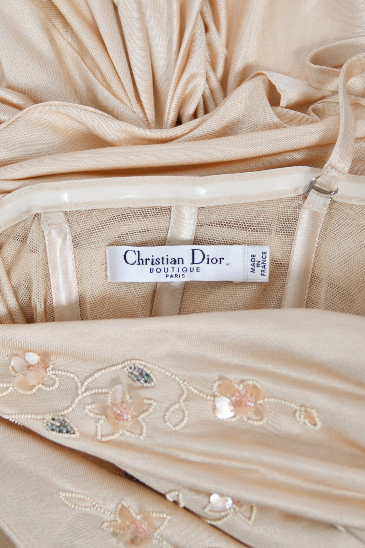 2007 Christian Dior by John Galliano Beaded Blush-Pink Silk Draped Goddess Gown