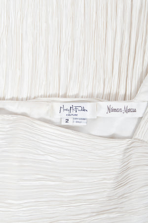 1983 Mary McFadden Ivory Heavily Pleated Asymmetric One-Shoulder Draped Goddess Gown
