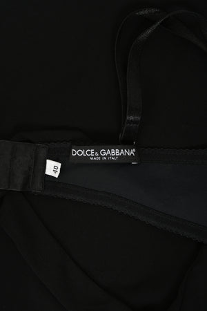 2001 Dolce & Gabbana Black Built-In Bra Necktie Straps Backless Gown