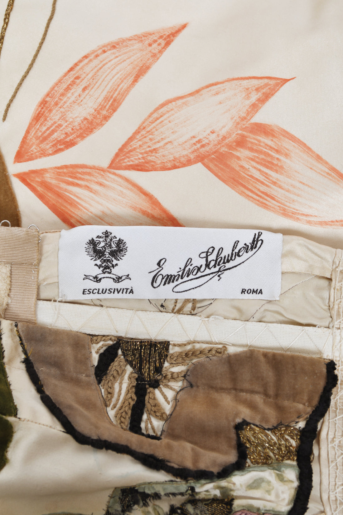 1950's Emilio Schuberth Italian Couture 'Under The Sea' Motif Satin Gown