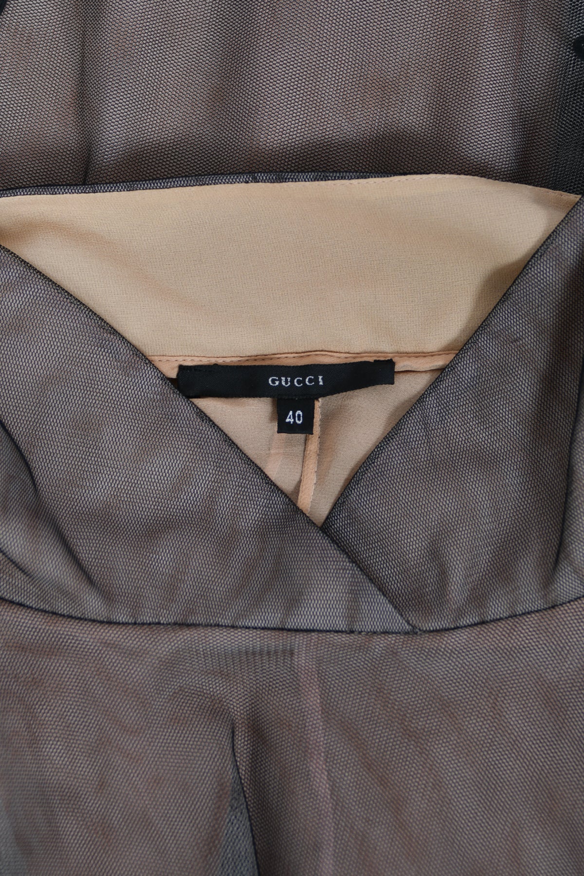 1998 Tom Ford for Gucci Runway Black Nude Illusion Layered Tulle Gown