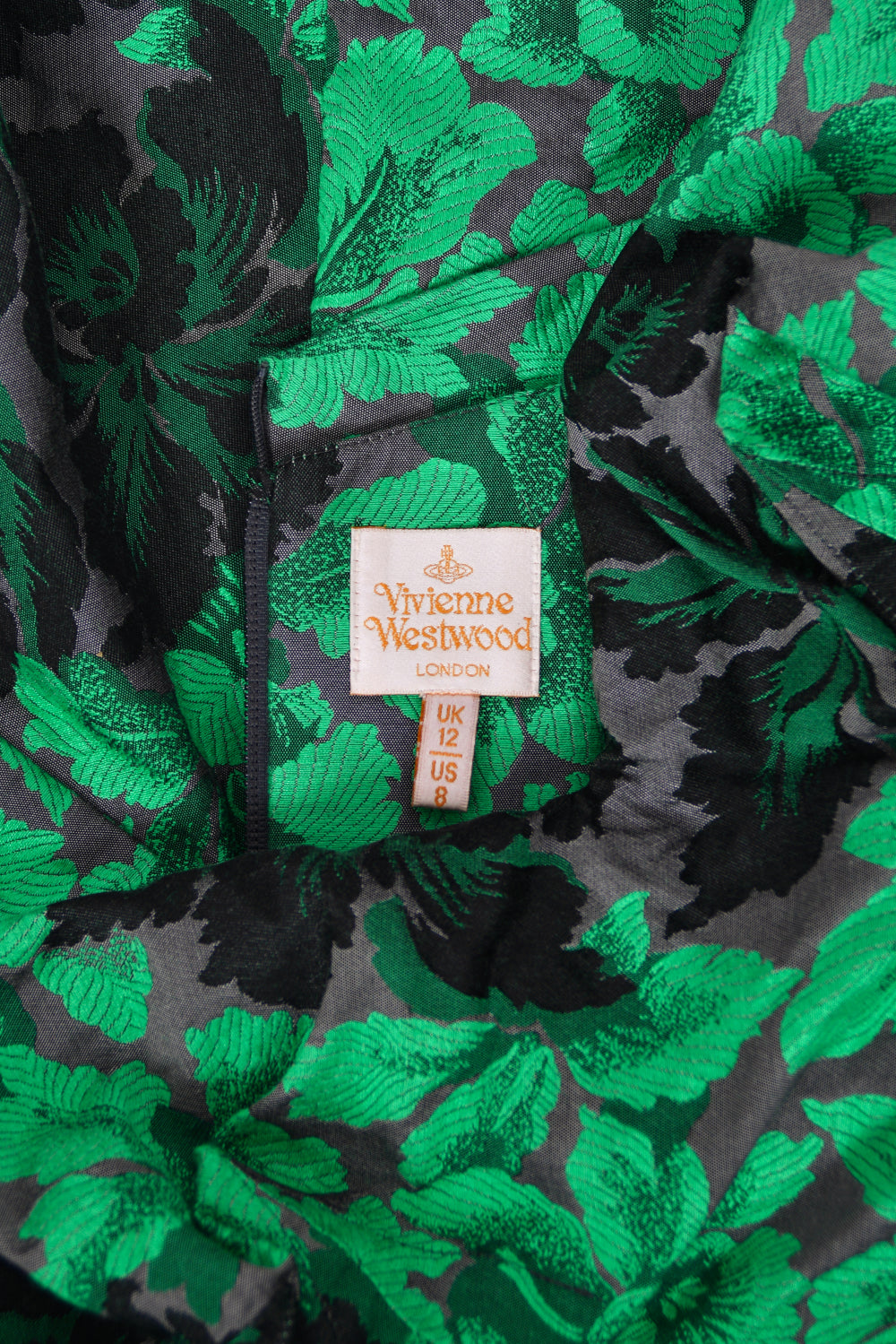 2010 Vivienne Westwood Gold Label Sculpted Green Floral Silk Brocade Corset Dress