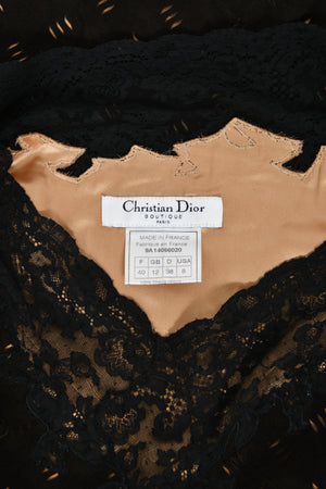 1999 Christian Dior by John Galliano Brown Suede & Sheer Lace Bias-Cut Slip Gown w/ Shawl