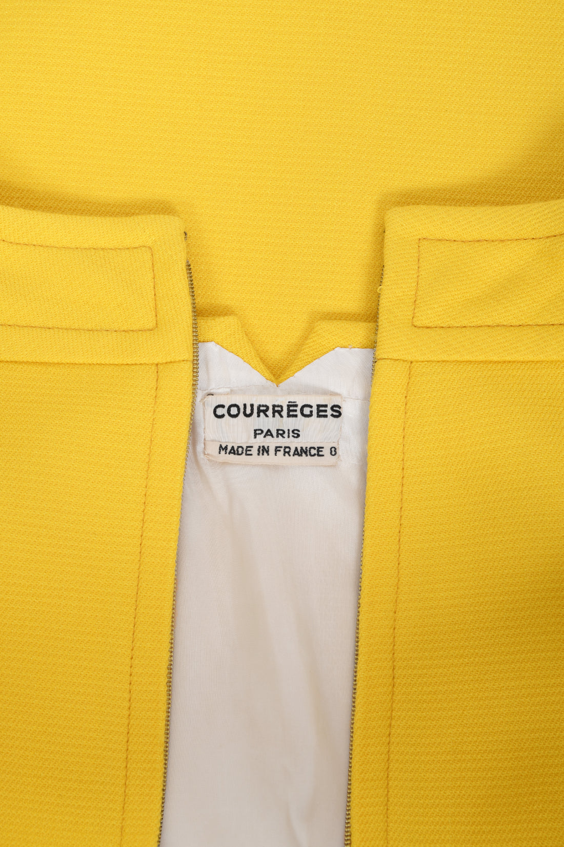 1968 André Courrèges Couture Yellow Wool Belted Space-Age Mod Dress