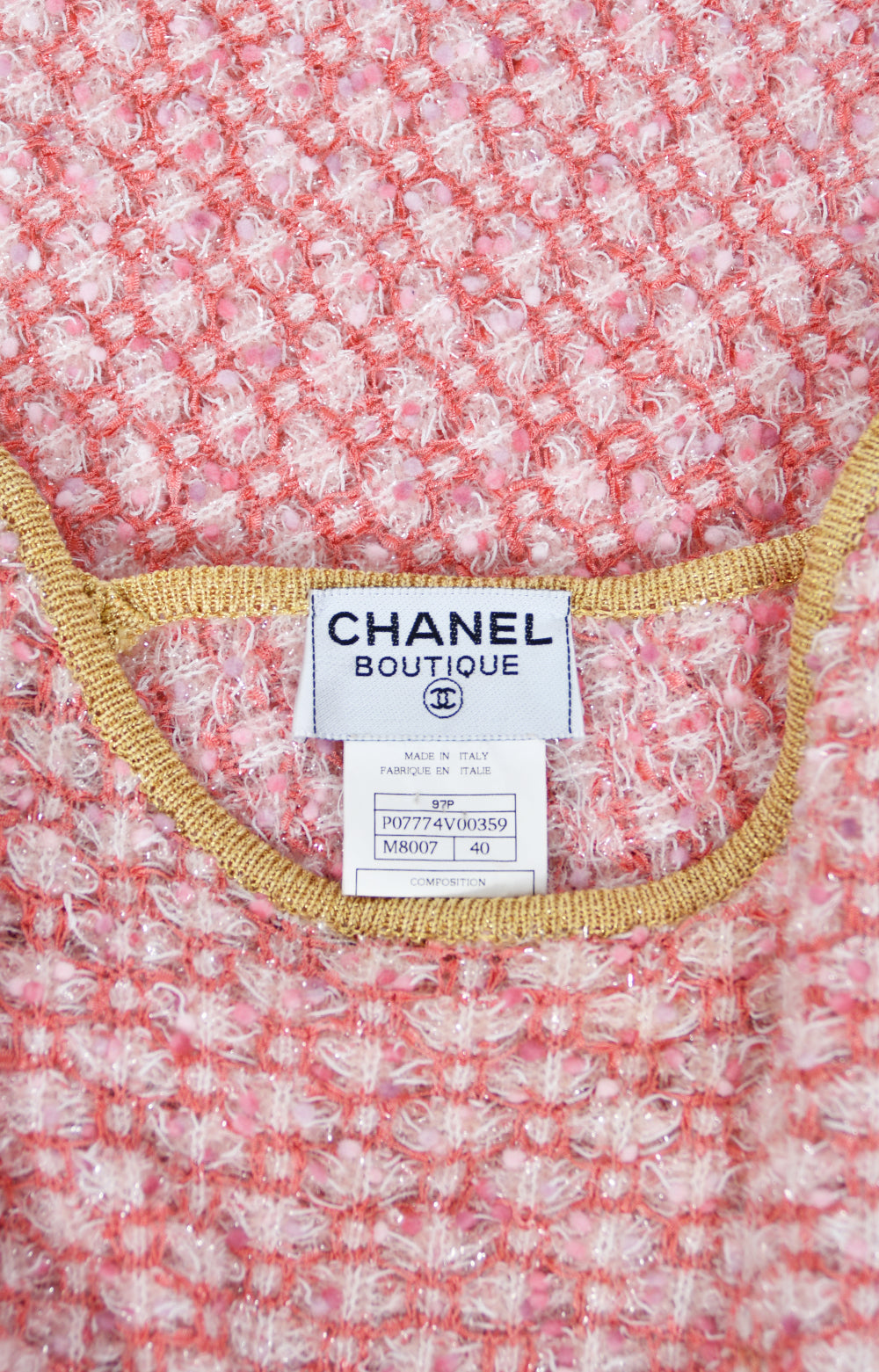 1997 Chanel by Karl Lagerfeld Runway Metallic Pink Stretch Knit Maxi Dress