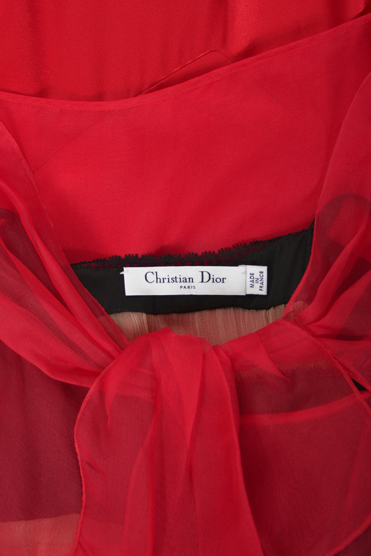 2010 Christian Dior by John Galliano Ruby Red Silk Sheer Black Bra Bias-Cut Gown