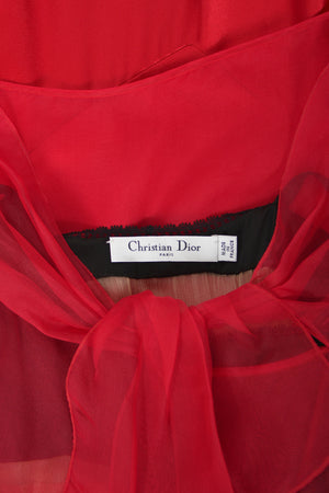 2010 Christian Dior by John Galliano Ruby Red Silk Sheer Black Bra Bias-Cut Gown