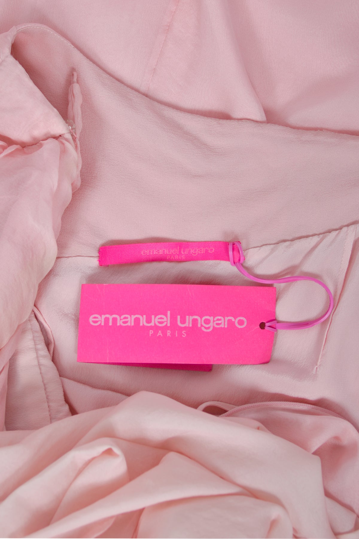 2008 Emmanuel Ungaro Blush-Pink Silk Floral Applique Trained