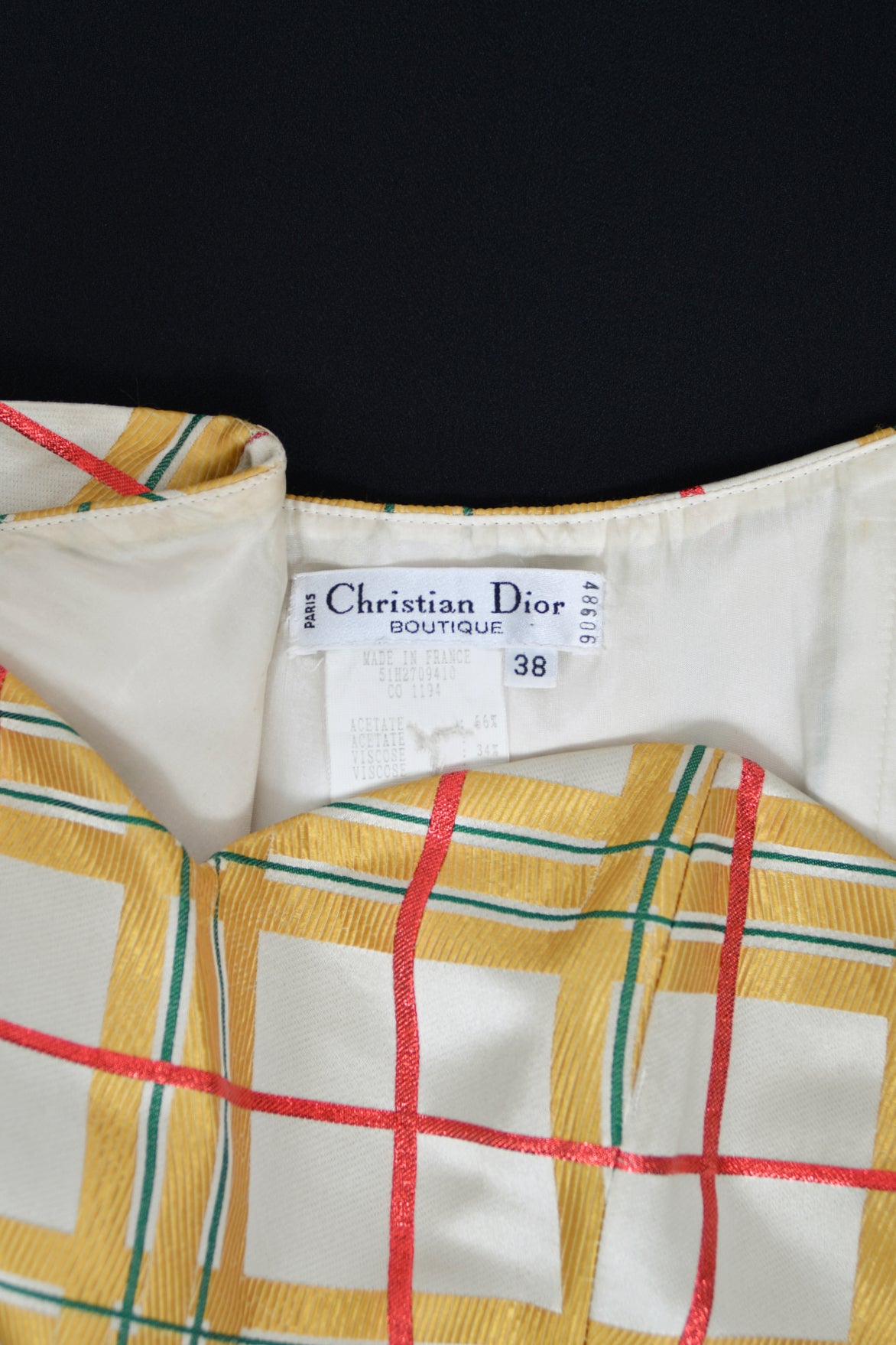 1995 Christian Dior by Gianfranco Ferré Runway Plaid Silk Metallic-Corded Hourglass Gown