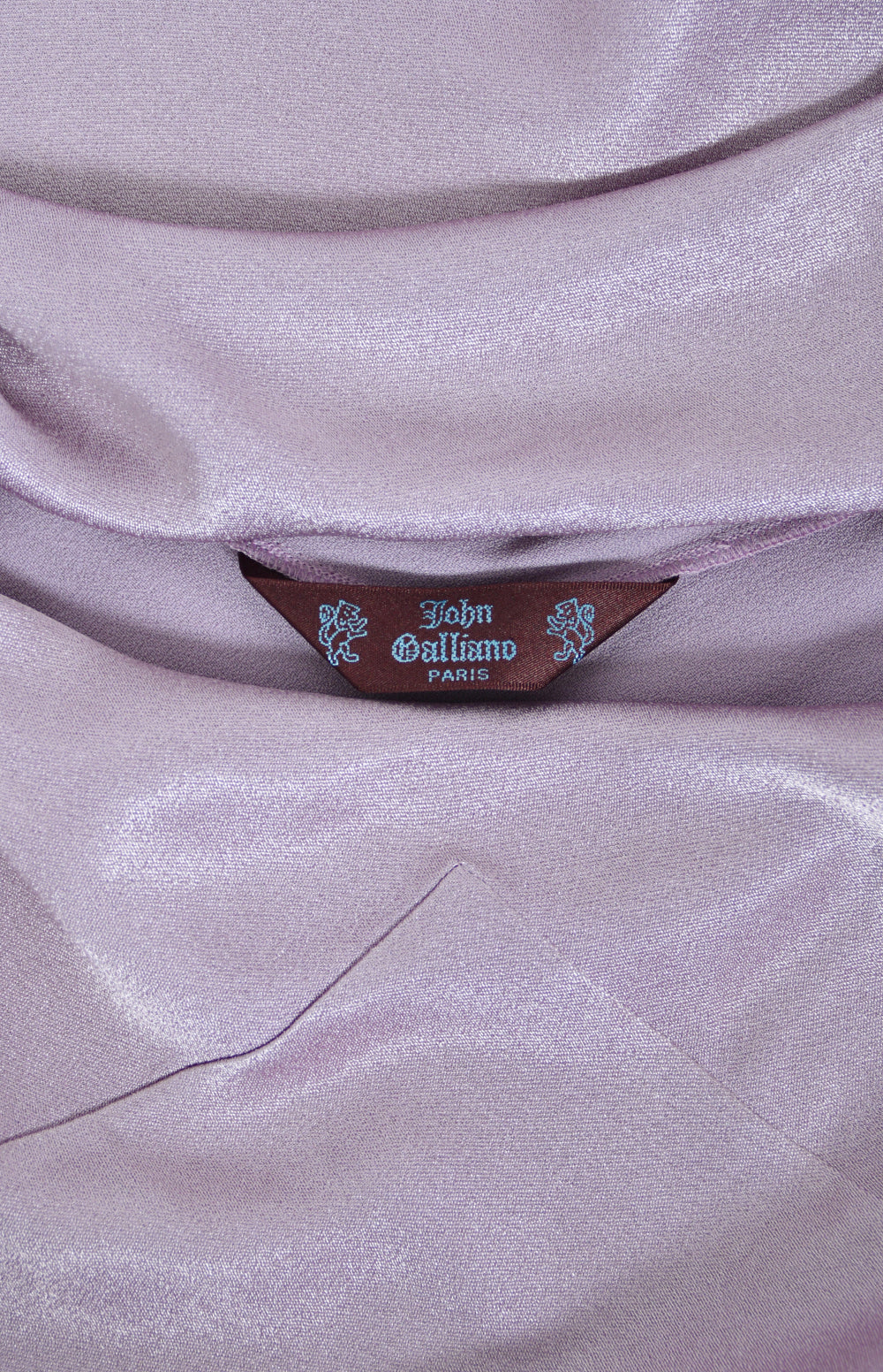 2000 John Galliano Lilac Satin Asymmetric Draped High Slit Bias-Cut Slip Dress