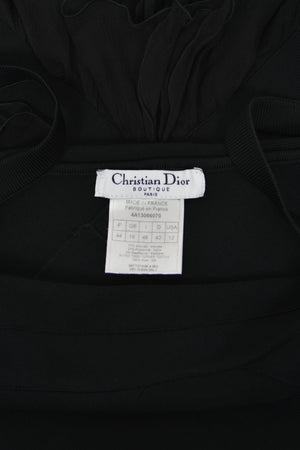 2004 Christian Dior by John Galliano Black Stretch Knit Ruffle-Hem Hourglass Dress