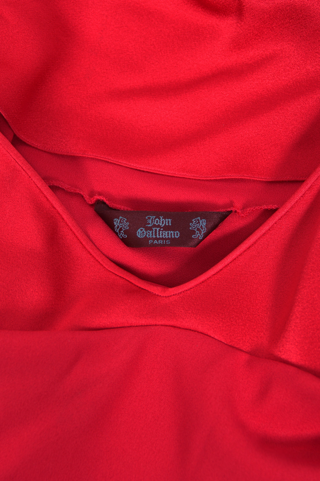 1994 John Galliano Ruby Red Off Shoulder Bias-Cut Gown Worn by Raquel Welch