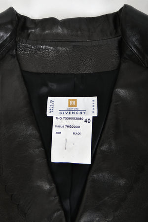 1997 Alexander Mcqueen for Givenchy Runway Black Leather Cutwork Blazer Jacket