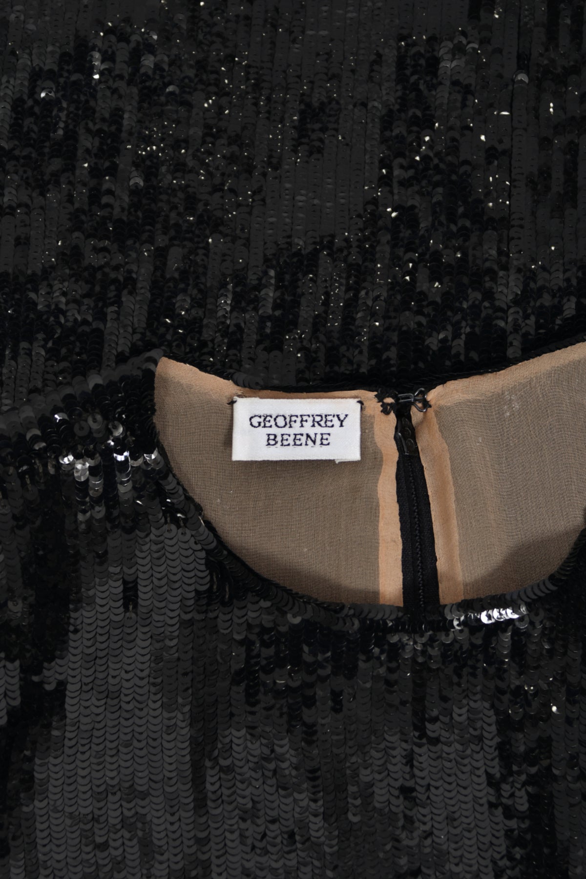 1985 Geoffrey Beene Documented Black &amp; Gold Fully-Sequin &#39;Cindy Crawford&#39; Gown