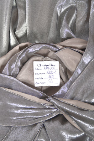 2004 Christian Dior by John Galliano Rare Sample Metallic Silk Lamé Bias-Cut High Slit Gown