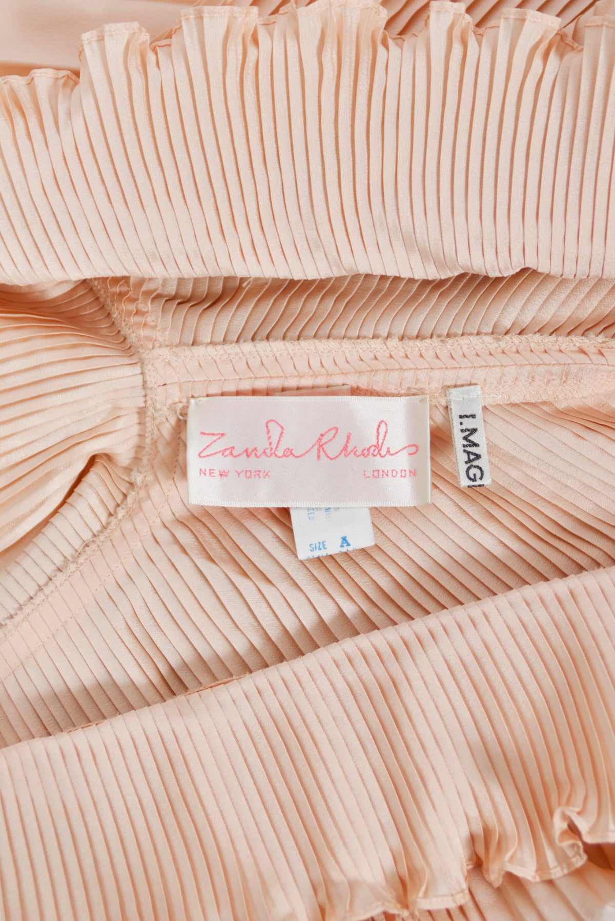 1973 Zandra Rhodes Blush Pink Heavily-Pleated Full Length Jacket Peignoir Set