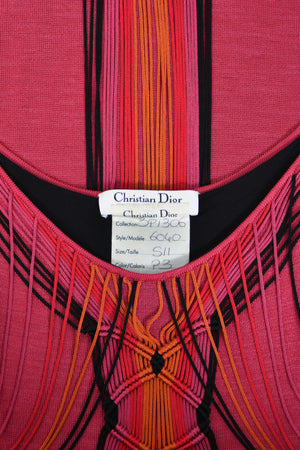 2003 Christian Dior by John Galliano Burgundy Red Stretch-Knit Draped Strings Maxi Dress