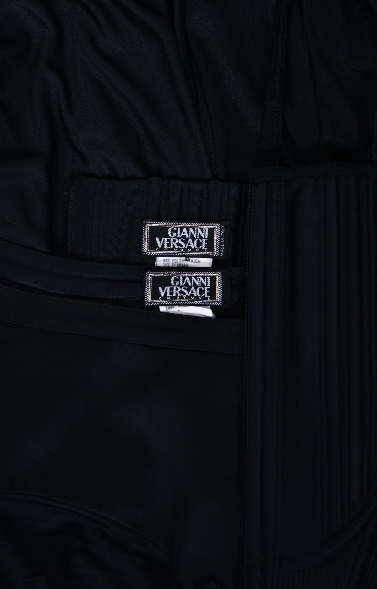 1995 Gianni Versace Couture Black Corset High-Slit Important Campaign Gown
