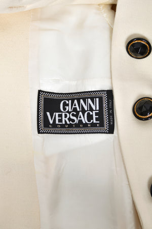 1992 Gianni Versace 'Miss S & M' Runway Collection Ivory Wool Studded Leather Editorial Jacket