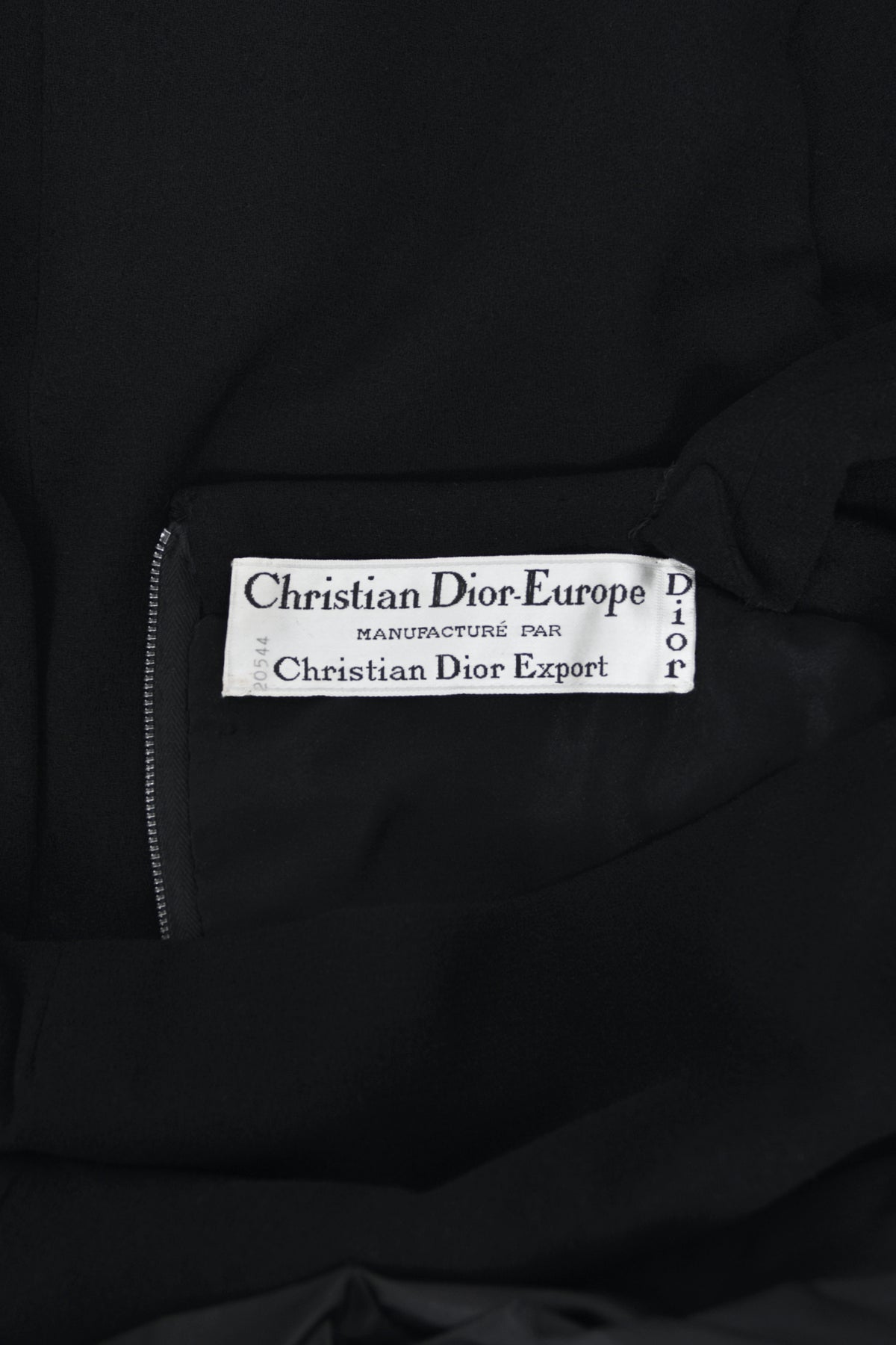 1956 Christian Dior Demi-Couture Black Silk Portrait Collar Skirted Cocktail Dress